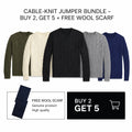 CABLE-KNIT JUMPER BUNDLE – BUY 2, GET 5 + FREE WOOL SCARF